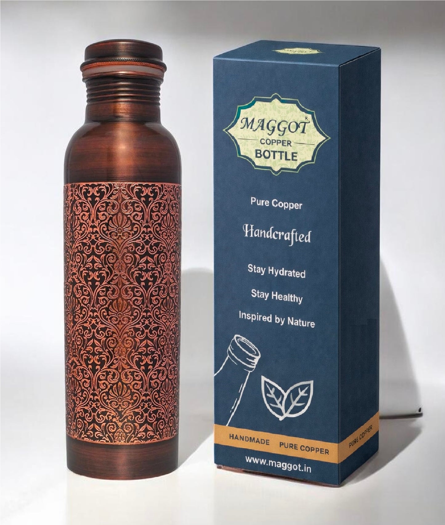 Pure Copper Water Bottle for Drinking Water, 34 Oz Stay Hydrated and Enjoy Ayurvedic Benefits – Leak-Proof, Temperature Retention, Eco-Friendly Design – Durable Copper Bottle