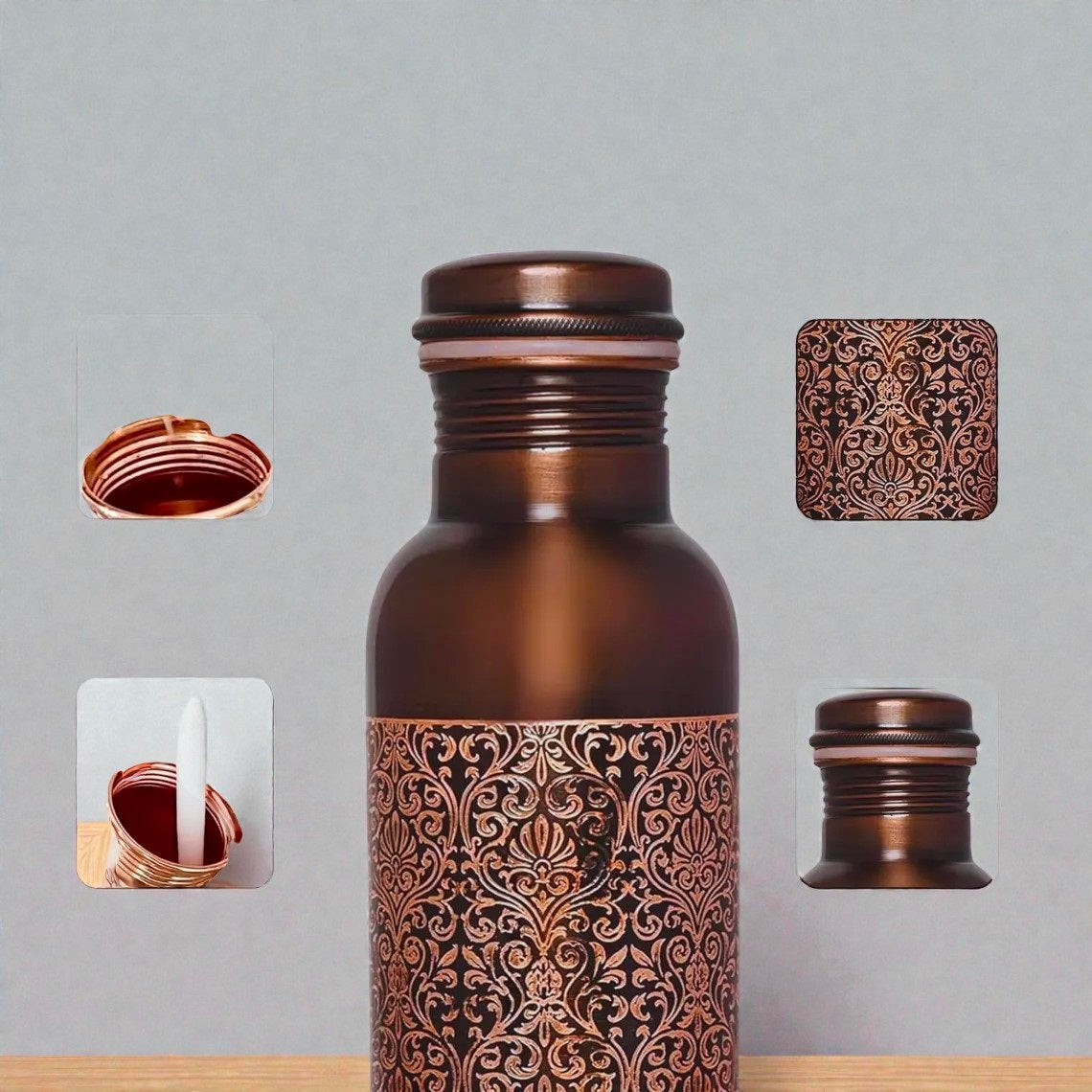 Pure Copper Water Bottle for Drinking Water, 34 Oz Stay Hydrated and Enjoy Ayurvedic Benefits – Leak-Proof, Temperature Retention, Eco-Friendly Design – Durable Copper Bottle