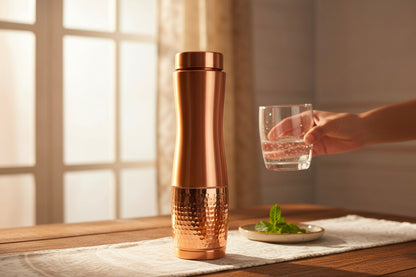 Printed Pure Copper Water Bottle for Drinking Water, 34 Oz