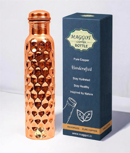 Copper Bottle 100% Pure Copper BPA-Free Water Bottle | Copper-Infused Water | Leak Proof | Office Use | Boosts Immunity | Supports Digestive & Liver Health | Ayurveda Inspired