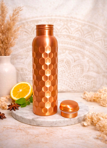 Copper Bottle 100% Pure Copper BPA-Free Water Bottle | Copper-Infused Water | Leak Proof | Office Use | Boosts Immunity | Supports Digestive & Liver Health | Ayurveda Inspired