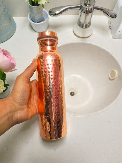 Handcrafted Copper Bottles for Water with Leak Proof Lid | 100% Pure Copper Bottle Healthy Living Wellness Fitness Yoga | BPA Free & Non Toxic