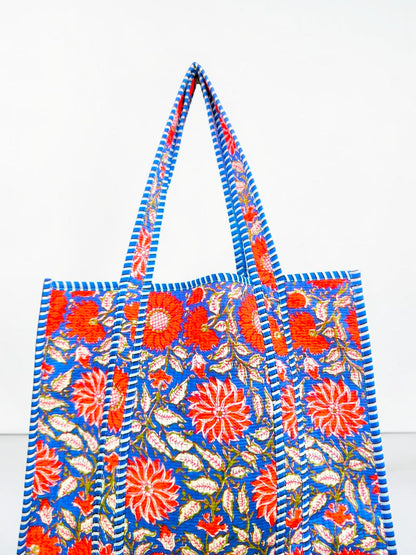 Traditional Indian Quilted Bag – Hand Block Printed Design