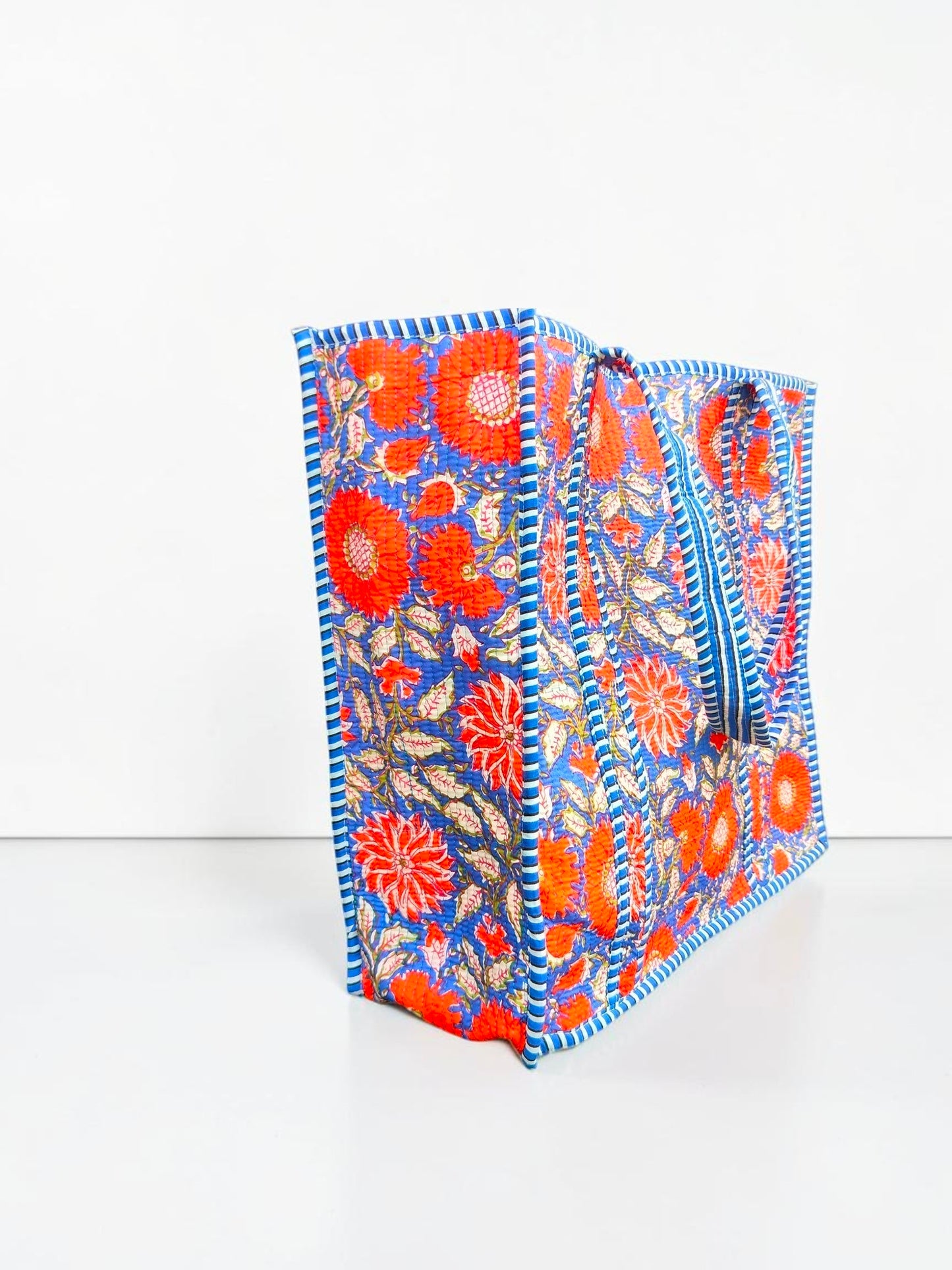 Traditional Indian Quilted Bag – Hand Block Printed Design