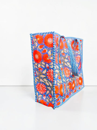 Traditional Indian Quilted Bag – Hand Block Printed Design