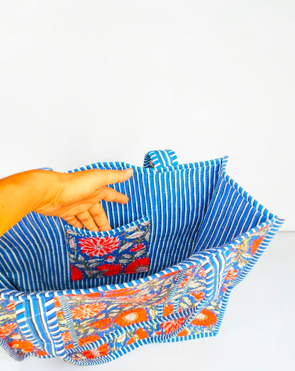 Traditional Indian Quilted Bag – Hand Block Printed Design