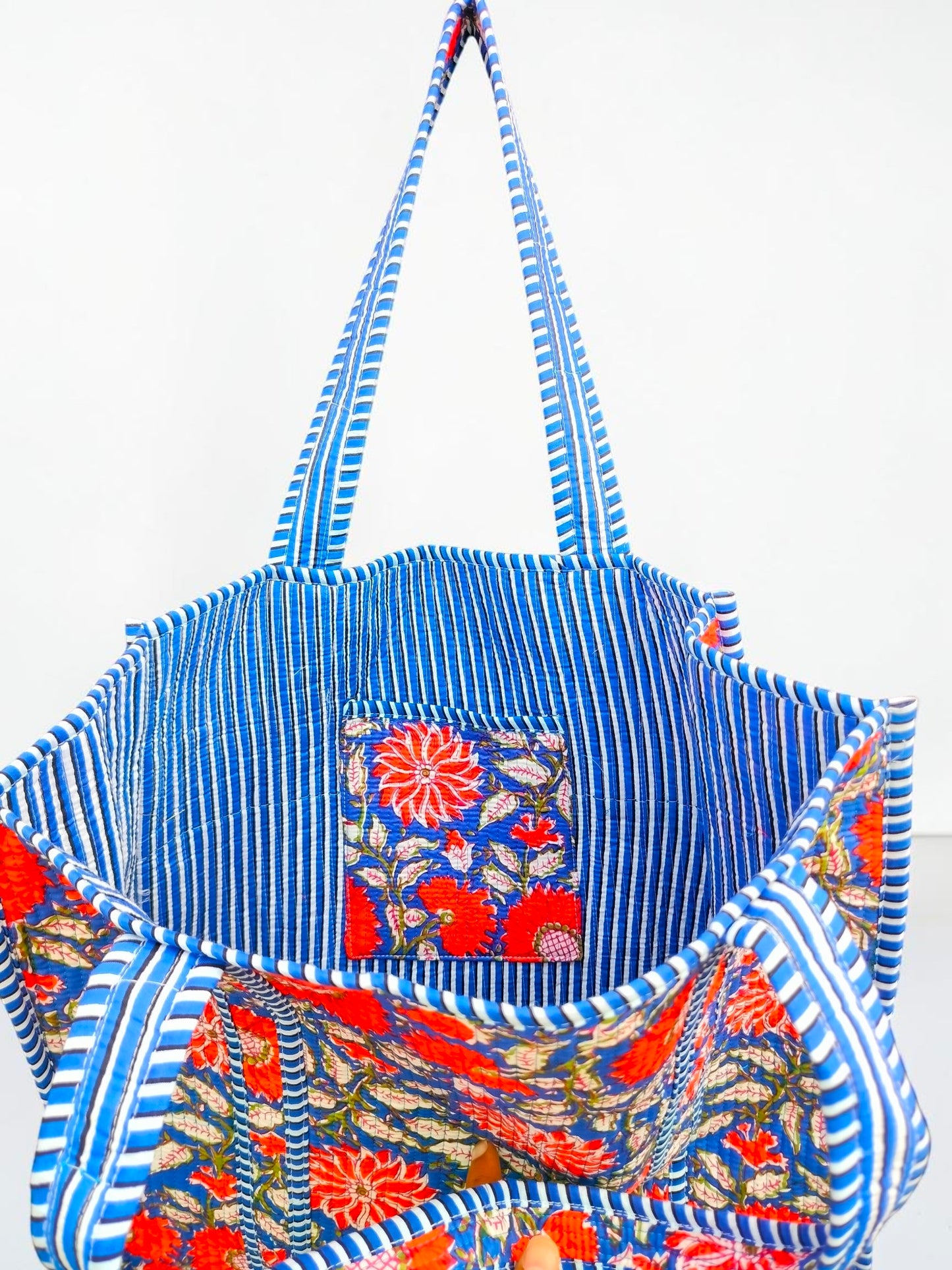 Traditional Indian Quilted Bag – Hand Block Printed Design