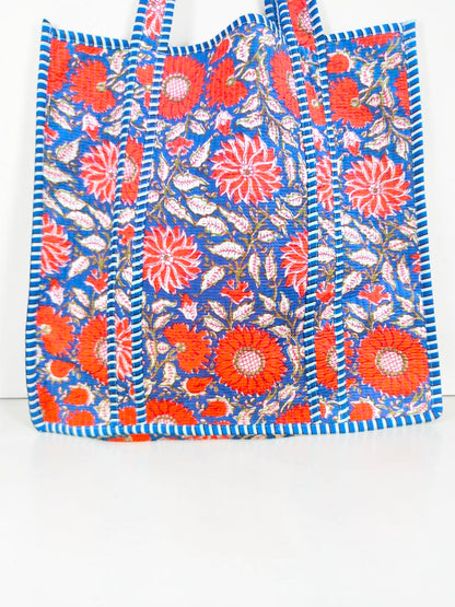 Traditional Indian Quilted Bag – Hand Block Printed Design