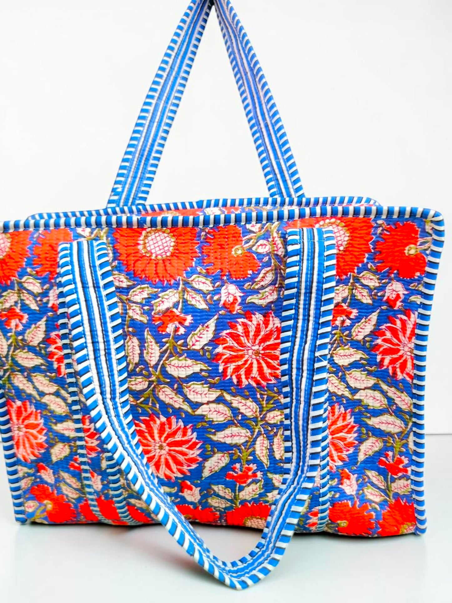 Quilted Tote Bag, Shopping Handbag, Big Grocery Tote Bag, Handprint Cotton Bag, Travel Gifts