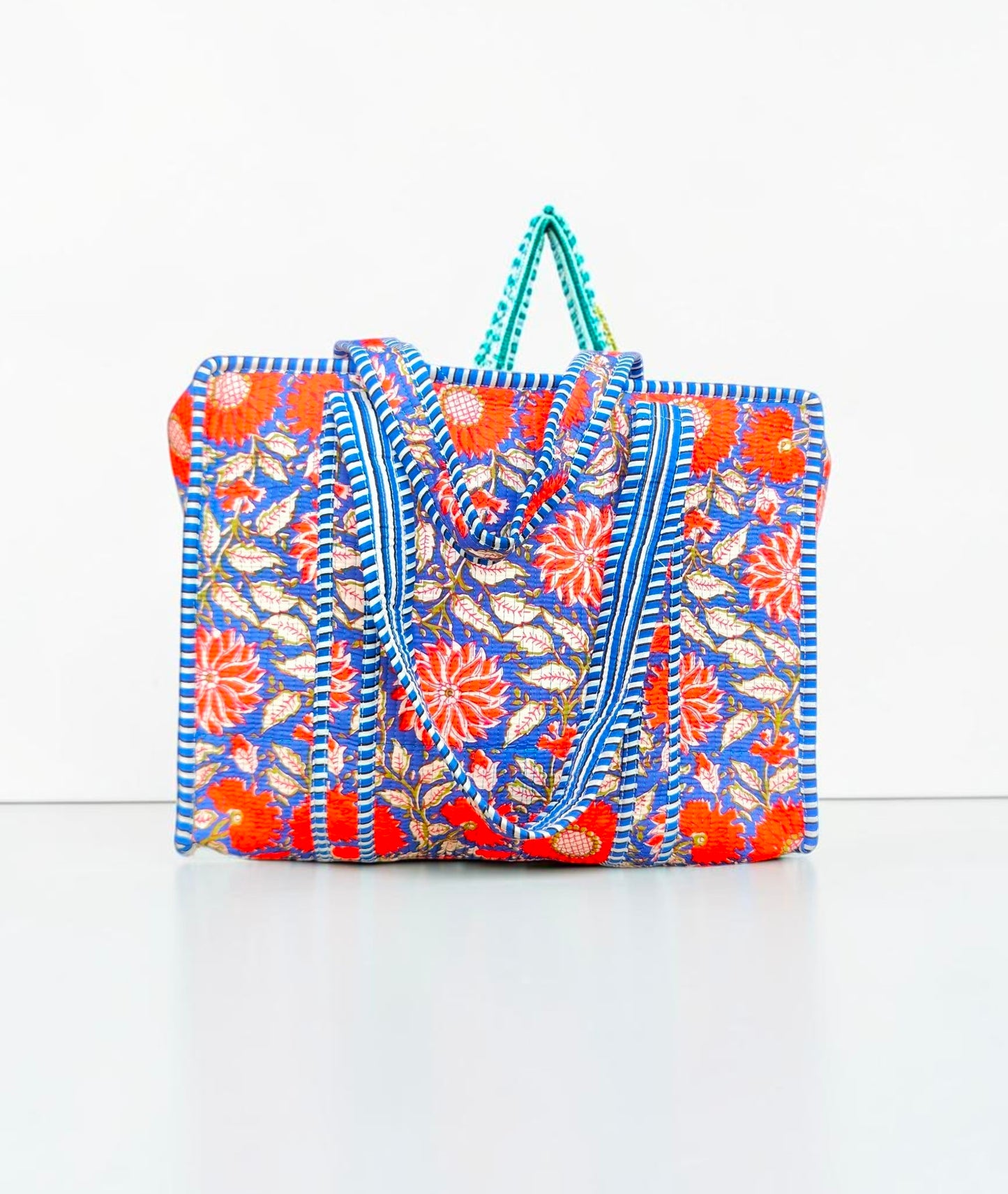 Quilted Tote Bag, Shopping Handbag, Big Grocery Tote Bag, Handprint Cotton Bag, Travel Gifts