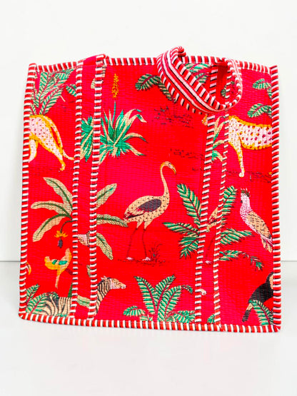 Floral Quilted Bag – Handmade Indian Cotton Tote