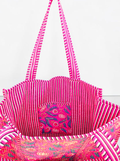 Handmade Cotton Quilted Bag – Boho Tote for Everyday Use