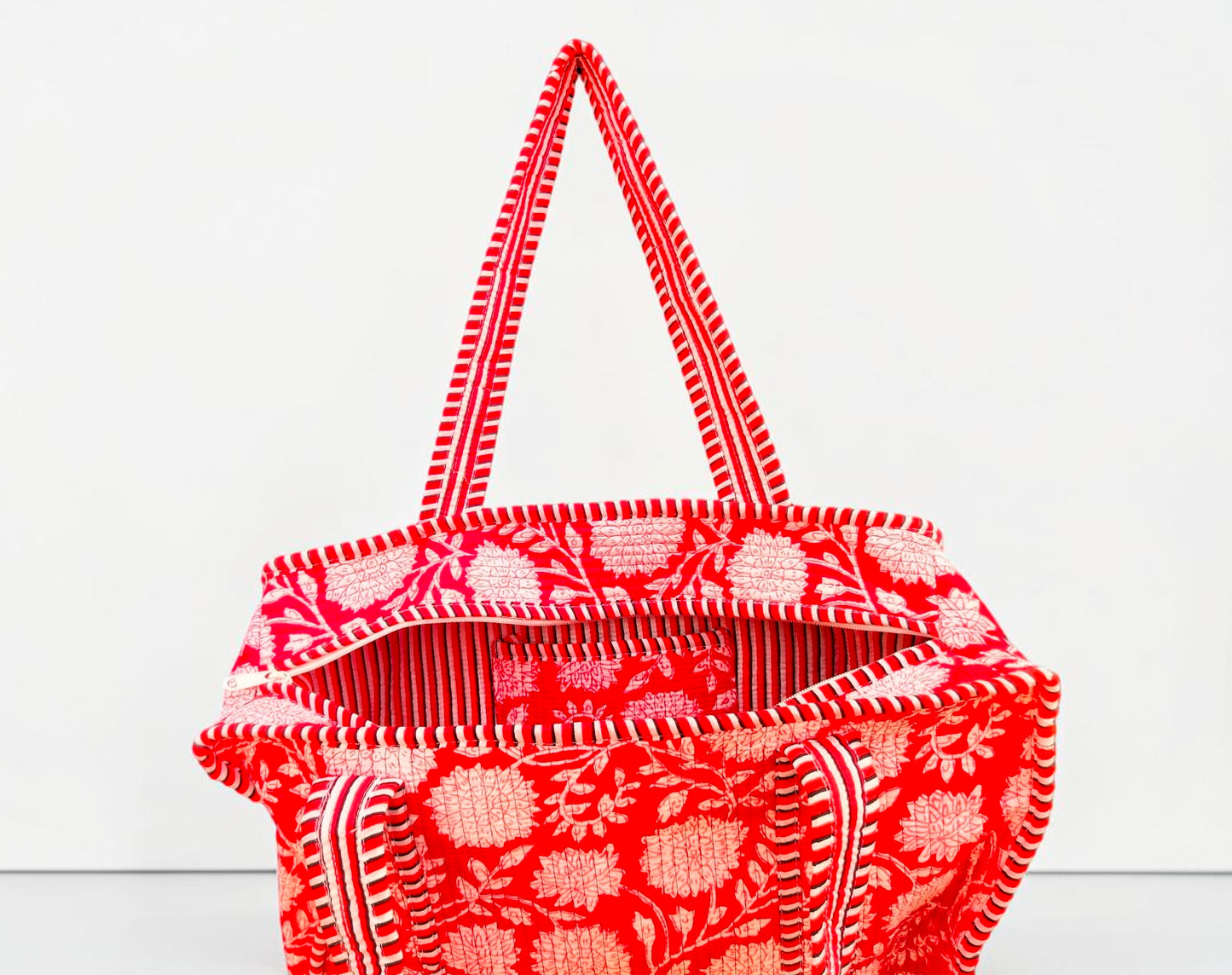 Hand Block Print Quilted Cotton Tote Bag With Embroidered Clutch, Boho Shoulder Bag, Gift for Mom