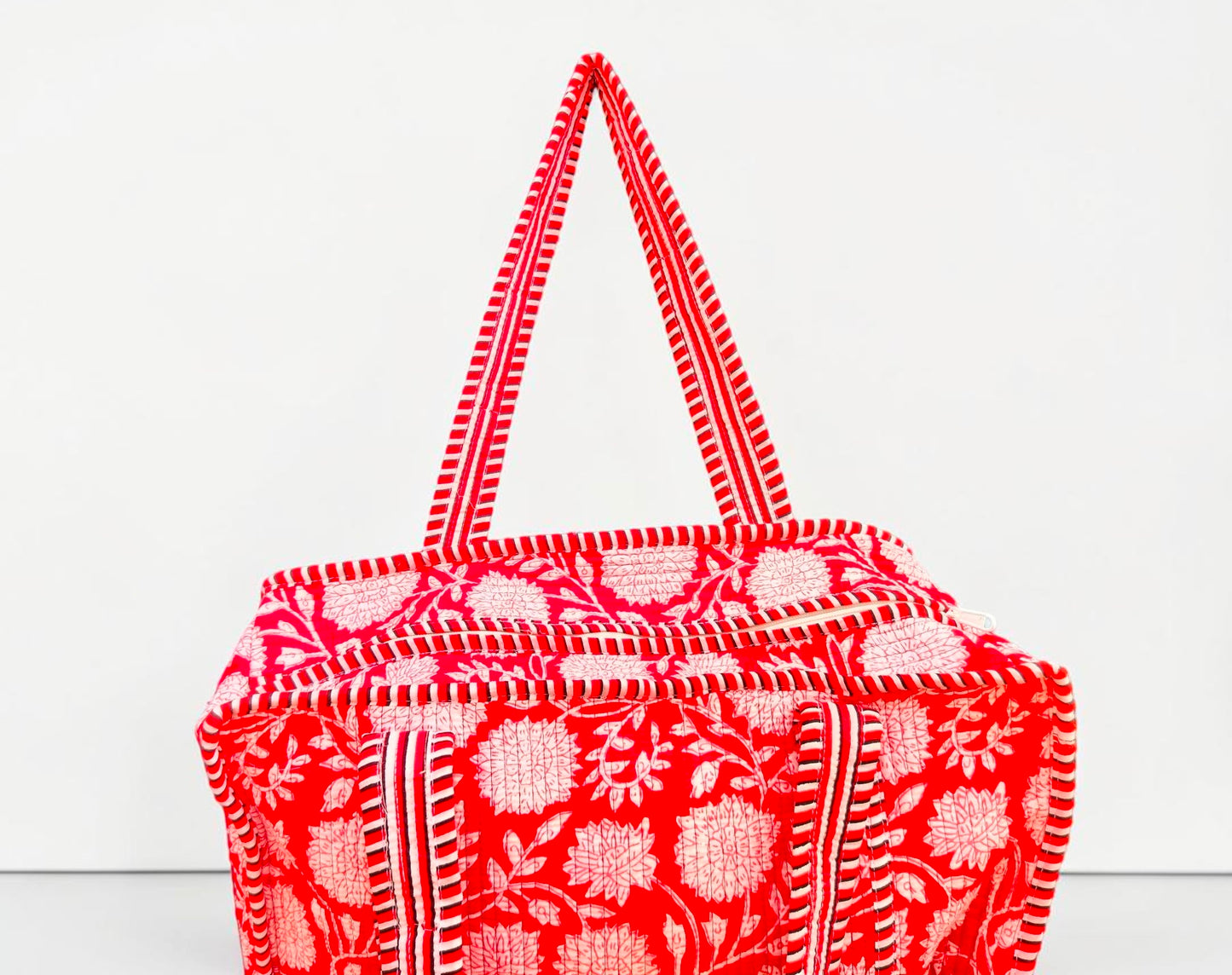 Set Of 2 Handmade Quilted Cotton Tote Bag, Reusable Grocery Bag, Everyday Carry Tote