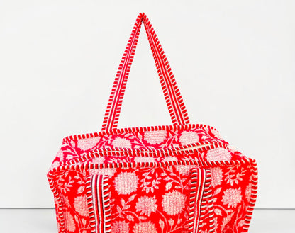 Set Of 2 Handmade Quilted Cotton Tote Bag, Reusable Grocery Bag, Everyday Carry Tote