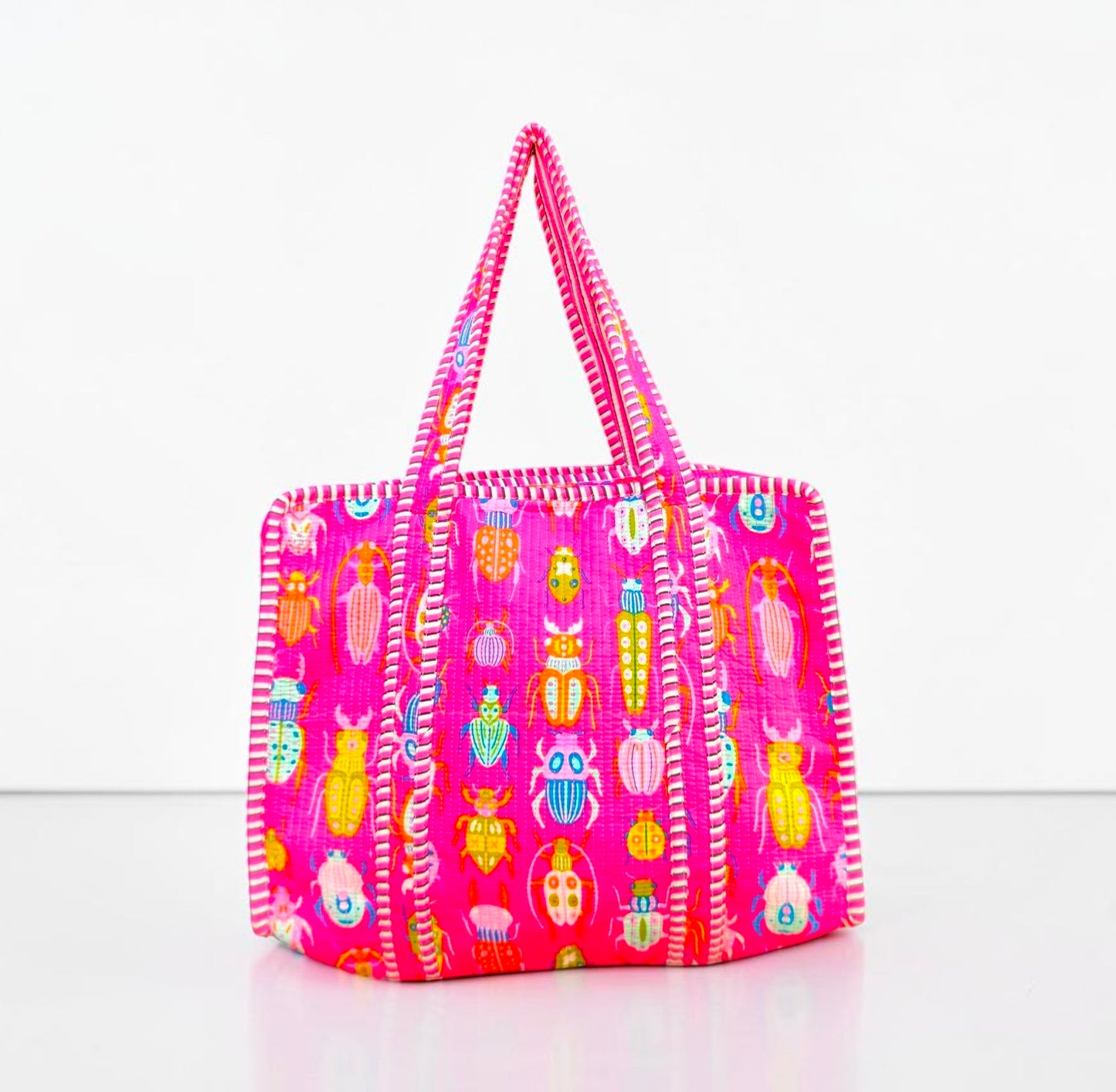 Block Print Cotton Tote Bag, Set Of 2 Handmade Quilted Handbag, Boho Market Bag, Gift for Her