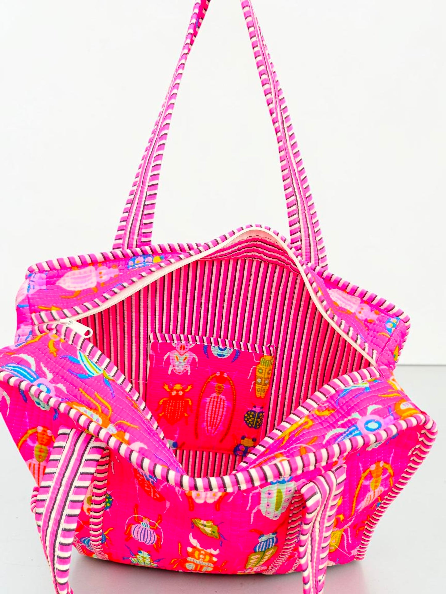 Block Print Cotton Tote Bag, Set Of 2 Handmade Quilted Handbag, Boho Market Bag, Gift for Her