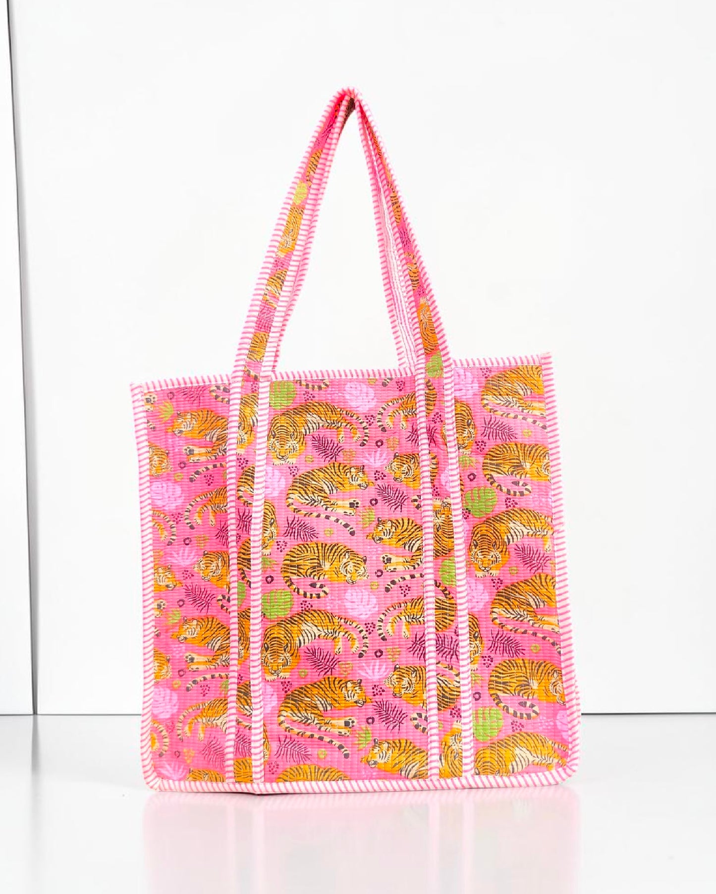 Indian Quilted Bag – Floral Block Print Shoulder Tote
