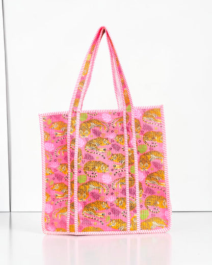 Indian Quilted Bag – Floral Block Print Shoulder Tote