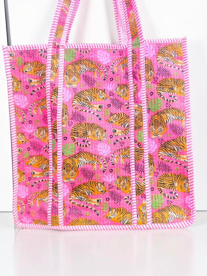 Indian Quilted Bag – Floral Block Print Shoulder Tote