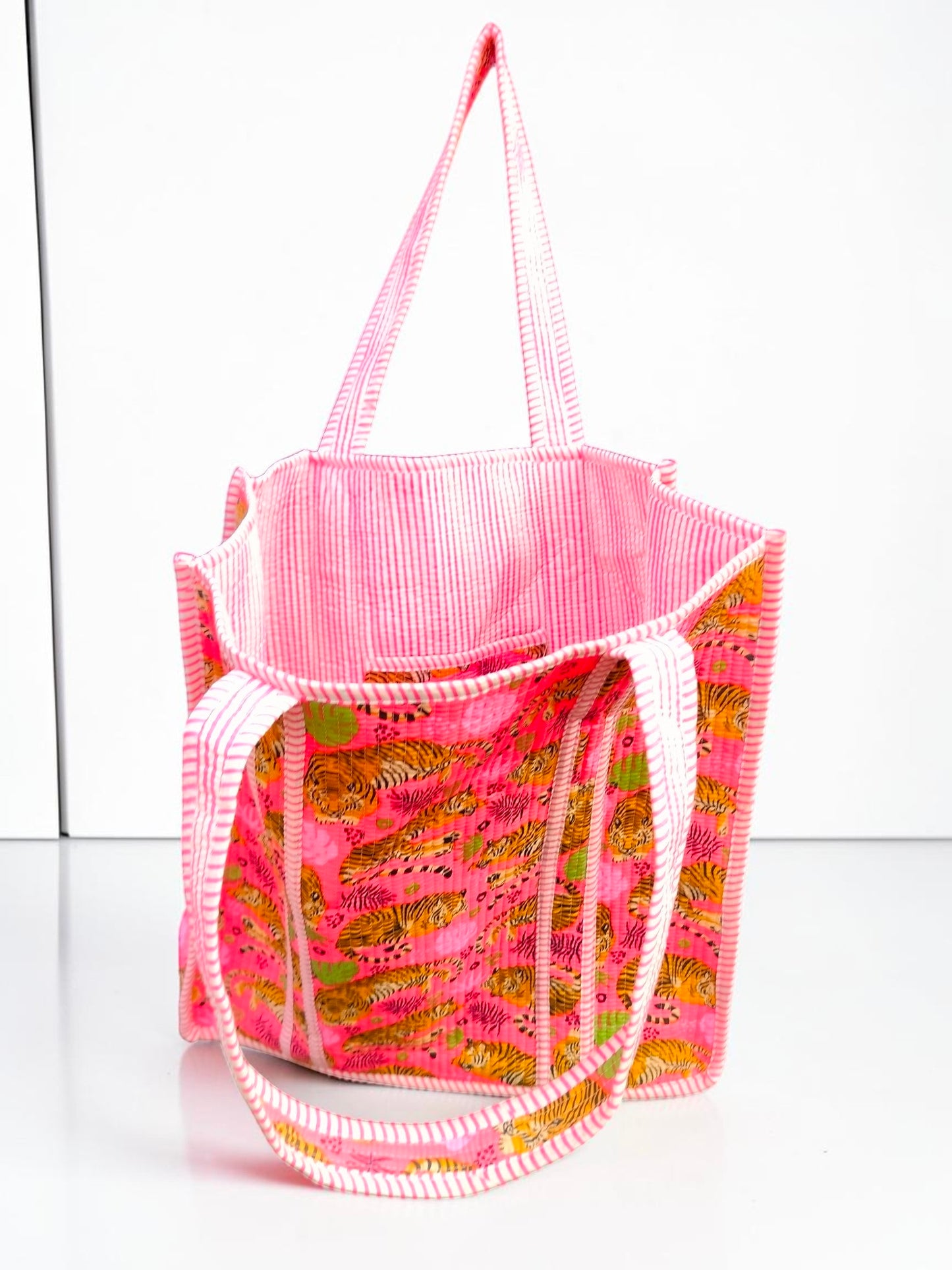 Indian Quilted Bag – Floral Block Print Shoulder Tote
