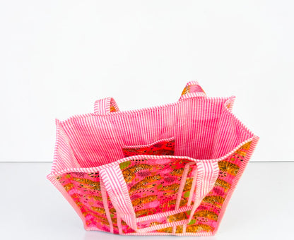 Indian Quilted Bag – Floral Block Print Shoulder Tote