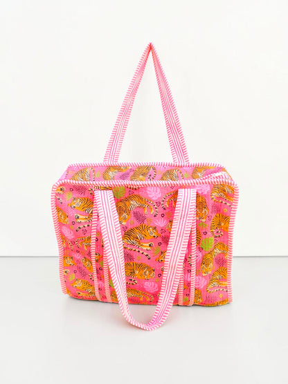 Handmade Set Of 2 Quilted Cotton Tote Bag, Floral Cotton Shoulder Bag, Reversible Market Bag, Gift for Women