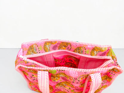 Handmade Set Of 2 Quilted Cotton Tote Bag, Floral Cotton Shoulder Bag, Reversible Market Bag, Gift for Women