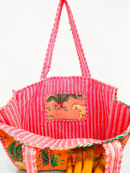 Luxury Quilted Tote – Elegant Handmade Cotton Bag