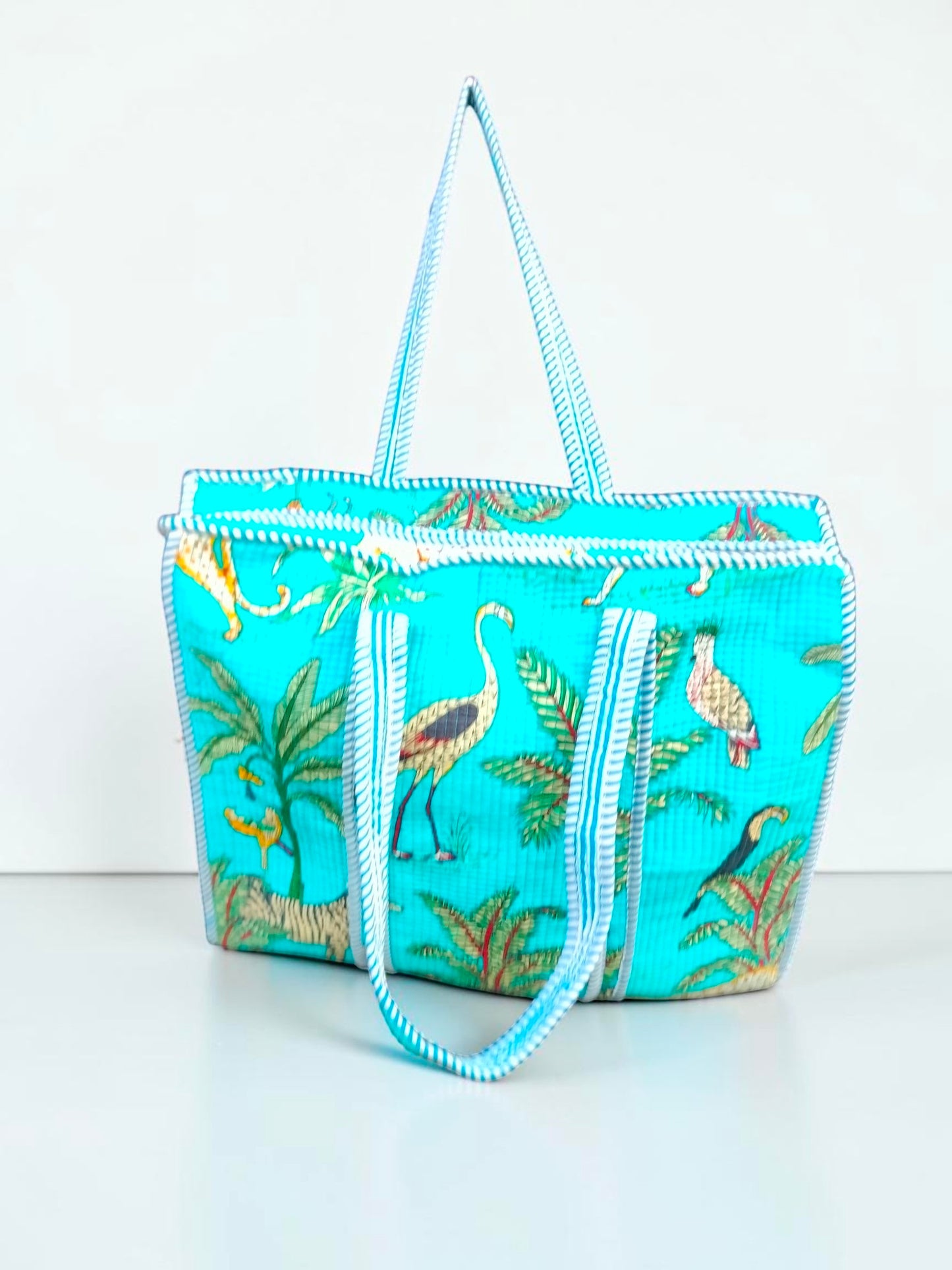 Quilted Cotton Tote & Embroidery Clutch Set, Handmade Floral Purse, Travel Bag, Eco Friendly Shopping Tote