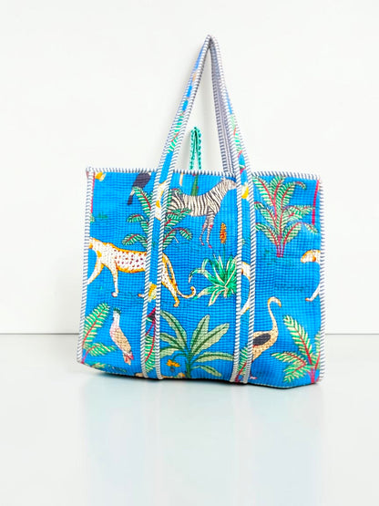 Soft Quilted Purse – Handstitched Cotton Shoulder Bag (18" X 18" X 6") Inches