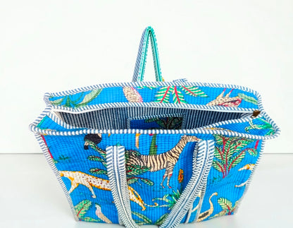 Handmade Quilted Tote Bag, Cotton Shoulder Bag With Matching Clutch Purse, Gift for Her Set Of 2
