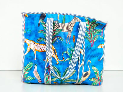 Soft Quilted Purse – Handstitched Cotton Shoulder Bag (18" X 18" X 6") Inches