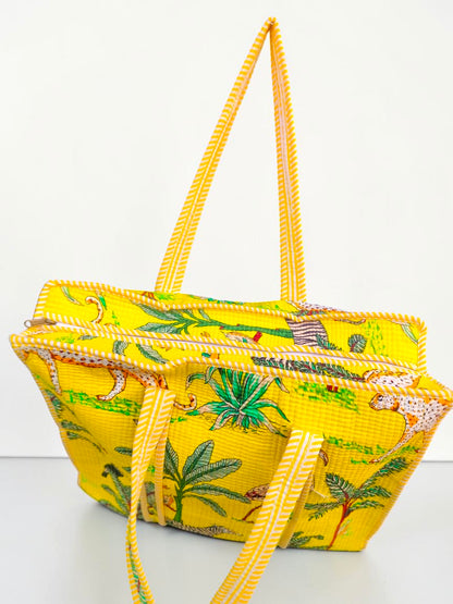 Quilted Cotton Tote Bag Sustainable Ethnic Style – Casual Everyday Eco Bag