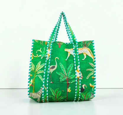 Handmade Quilted Cotton Tote Bag With Matching Embroidery Clutch, Floral Shoulder Bag, Everyday Market Tote